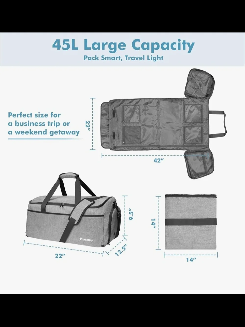 Convertible Carry on Grey Garment Bag